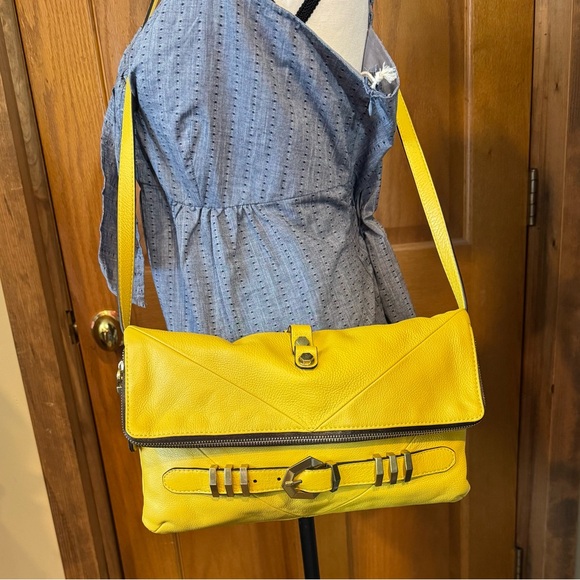 Handbags - Oryany Rocker Yellow Leather Crossbody with Dust Bag